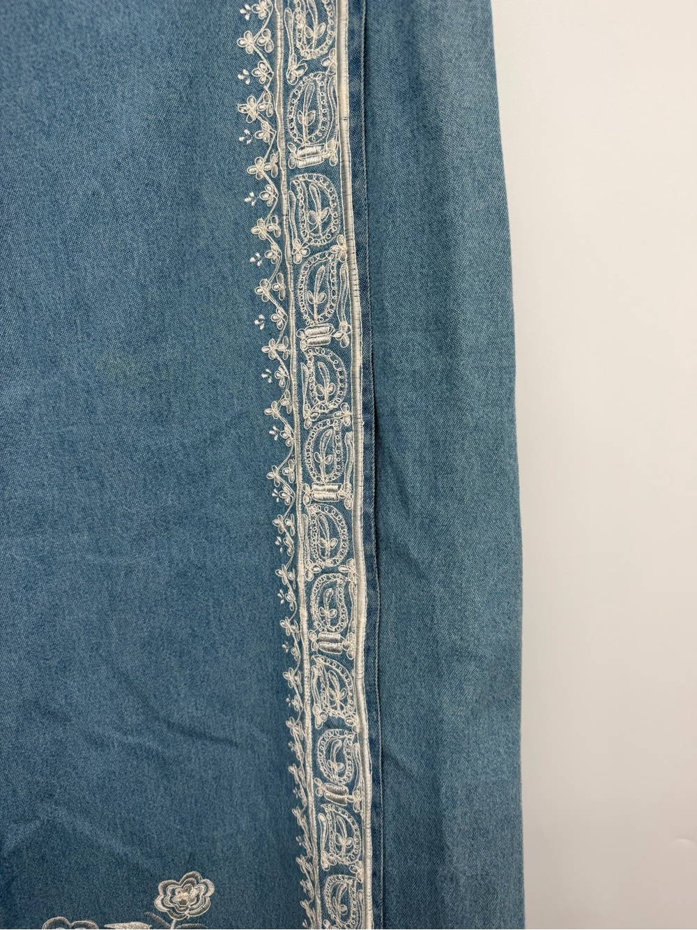 Soft Surroundings Light Blue Embroidered Denim Maxi Skirt - Picture 3 of 6